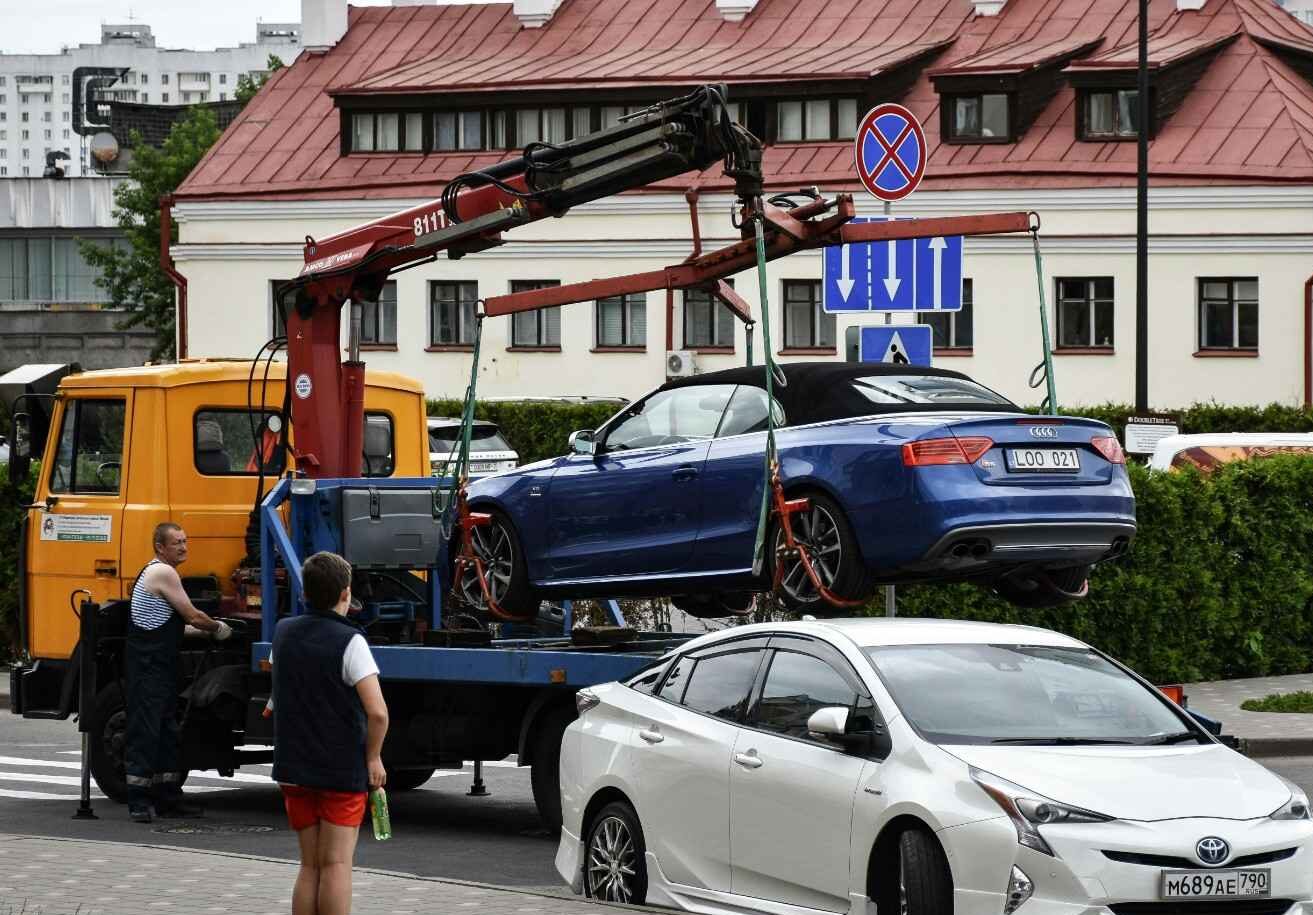 Vehicle loaded onto a tow truck